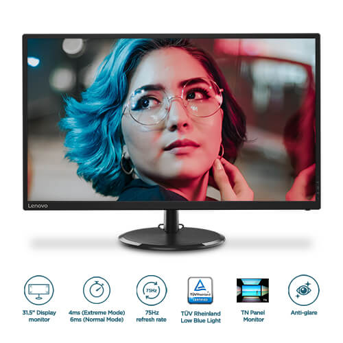 Lenovo D32q-20 31.5 Inch QHD 75Hz IPS Panel 4MS AMD Freesync Monitor