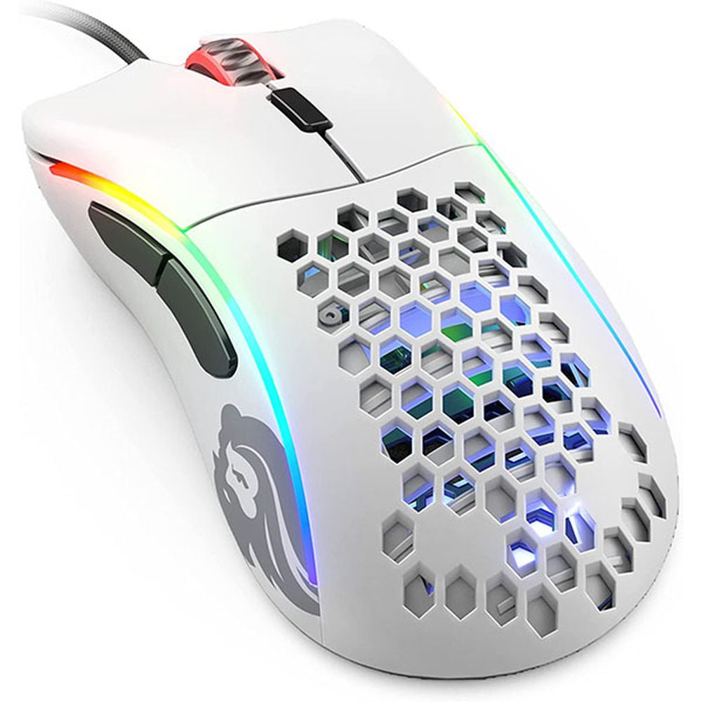 GLORIOUS Model D Minus Wired Ergonomic Gaming Mouse ( 12000DPI / 6 Macro Buttons ) ( Matte White )
