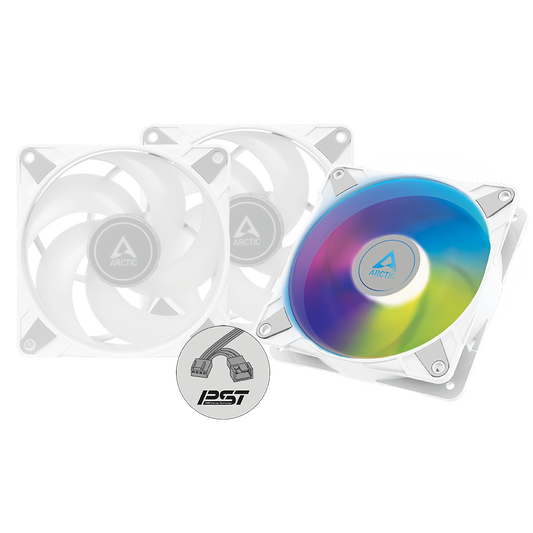 ARCTIC P12 120mm PWM PST ARGB Cabinet Fans (White) (Triple Pack)