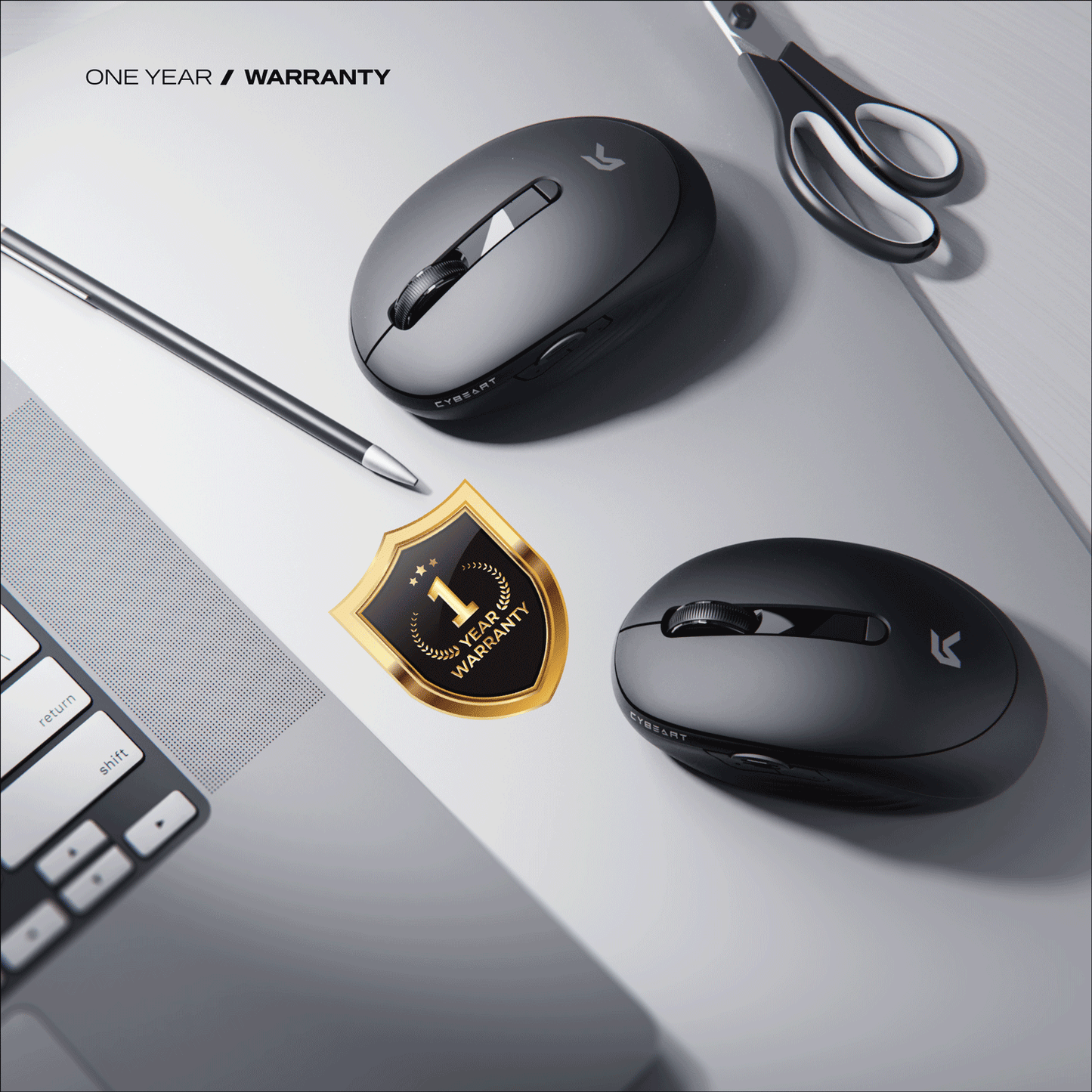 CYBEART Pocket Wireless  Ergonomic productivity Mouse ( Black ) ( 2400DPI / 7 Macro Buttons )