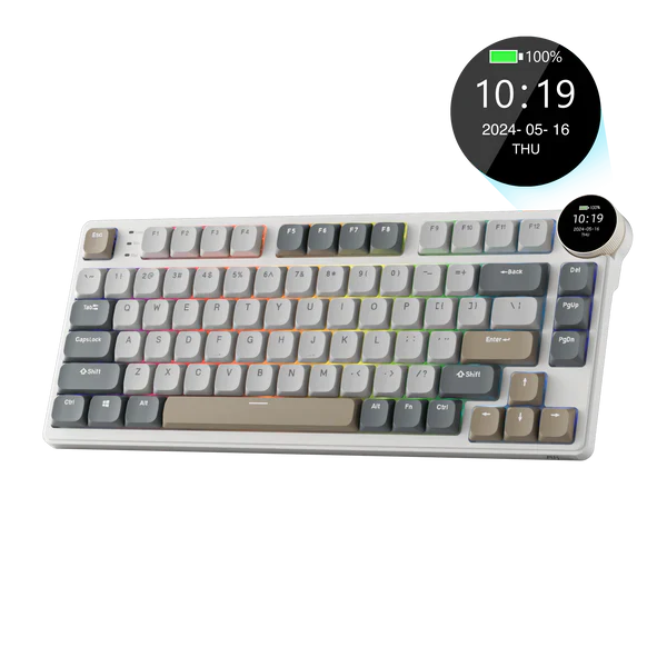 ROYAL KLUDGE RK N80 75% RGB Mechanical Wireless Gaming Keyboard ( Pearly Dawn ) ( RK Low Profile Brown )
