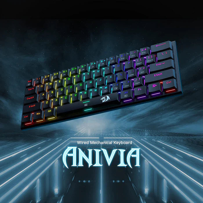 REDRAGON K614 Anivia 60% Mechanical Wired Gaming Keyboard ( Black ) ( Red Linear Switches )
