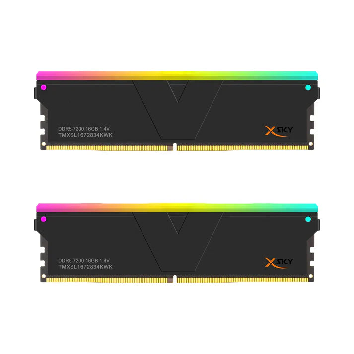 V-COLOR Manta XSky RGB 32GB ( 16GB x 2 ) 7200MHz DDR5 RAM ( Black ) ( CL34 )