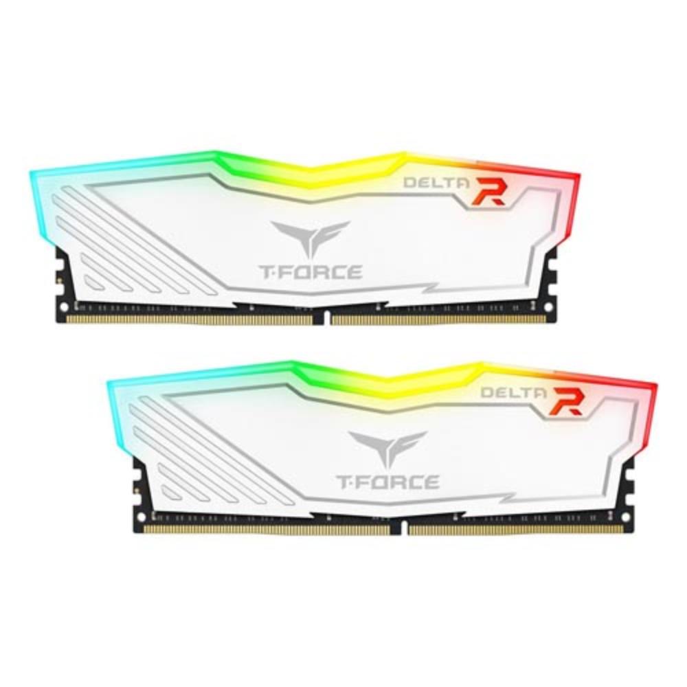 TEAMGROUP T-Force Delta RGB 64GB ( 32GB x 2 ) 3200MHz DDR4 RAM ( White ) ( CL16 )