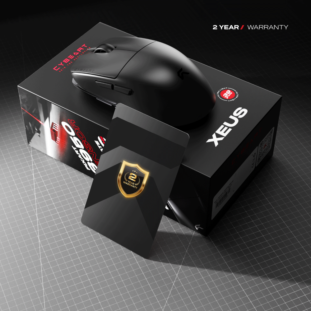 CYBEART Xeus 8K Wireless Tri Mode Ambidextrous Gaming Mouse ( Black ) ( 42000DPI / 5 Macro Buttons )