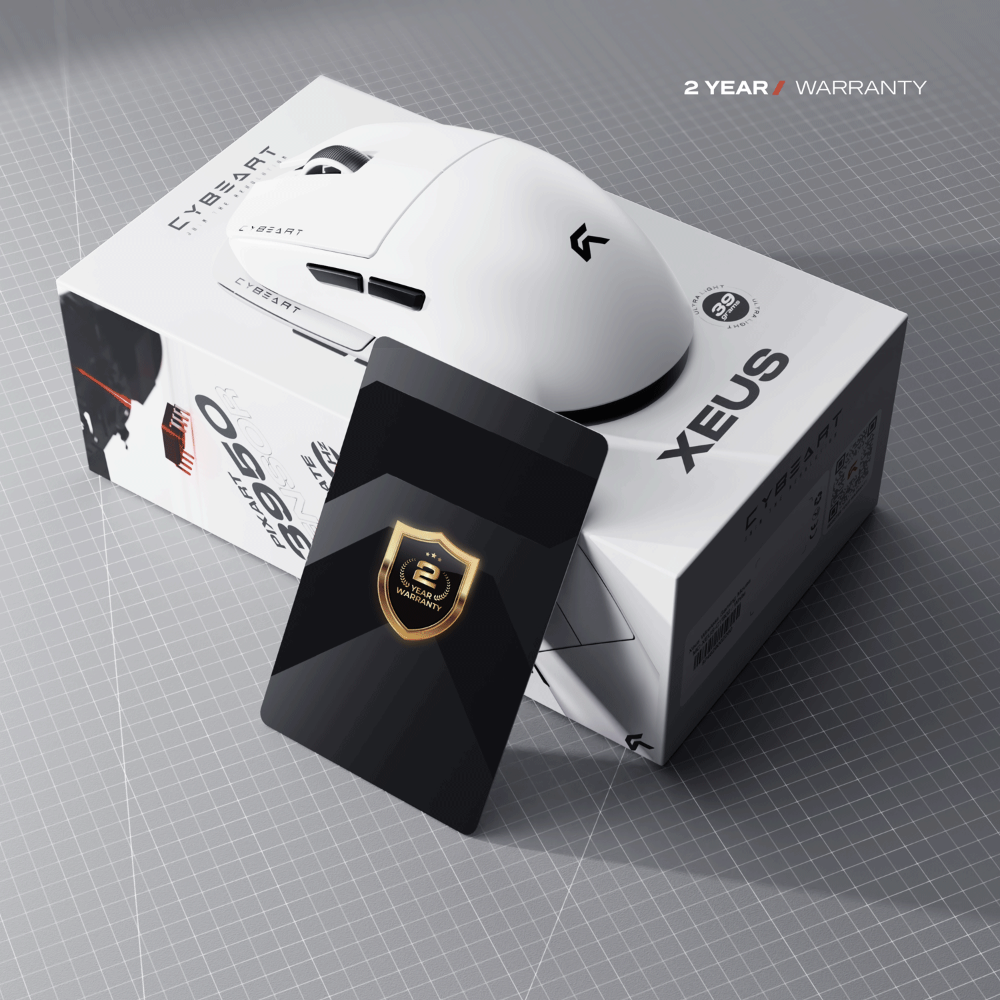 CYBEART Xeus 8K Wireless Tri Mode Ambidextrous Gaming Mouse ( White ) ( 42000DPI / 5 Macro Buttons )