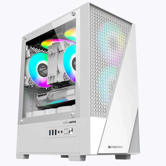 ZEBRONICS Asta RGB MATX Mini Tower Cabinet ( White )