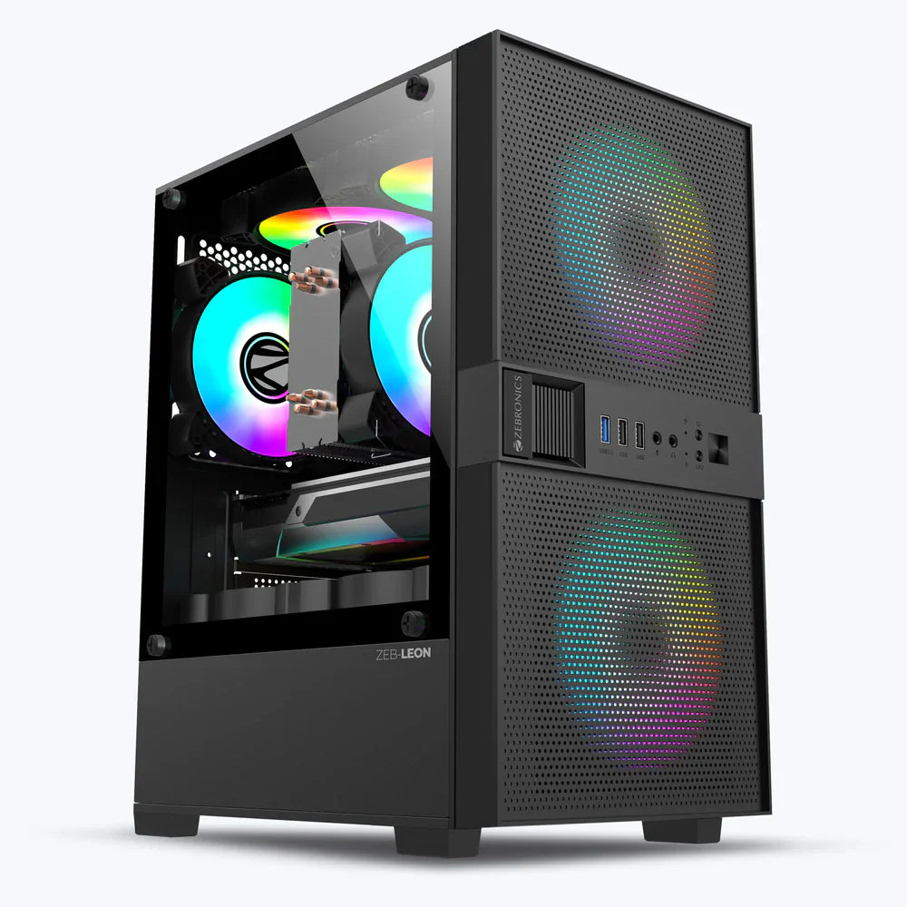 ZEBRONICS Leon RGB MATX Mini Tower Cabinet ( Black )