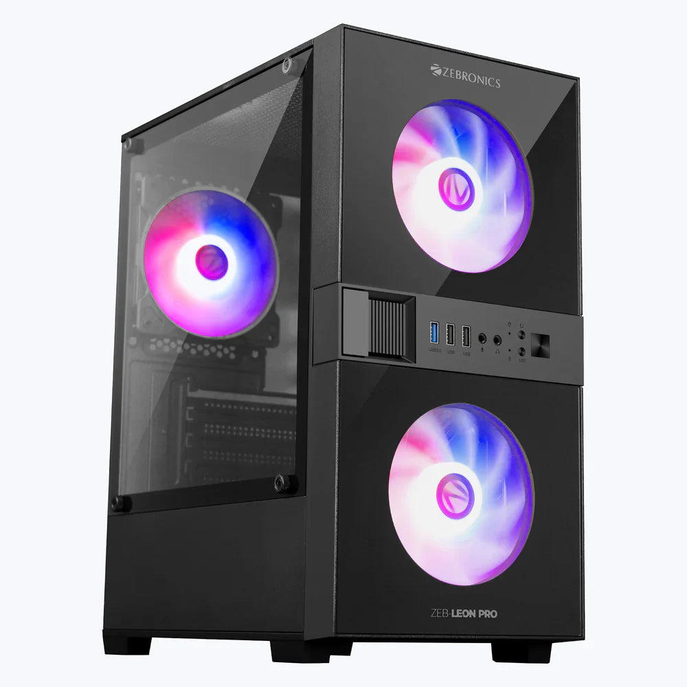 ZEBRONICS Leon Pro RGB MATX Mini Tower Cabinet ( Black )