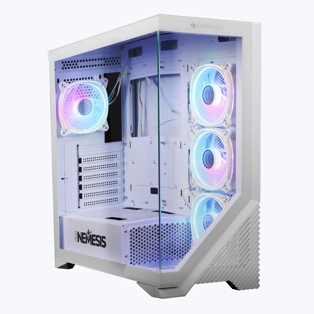 ZEBRONICS Nemesis ARGB Premium ATX Mid Tower Cabinet ( White )
