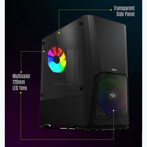 ZEBRONICS Zeb Odin ATX Mid Tower Gaming Cabinet (Black)