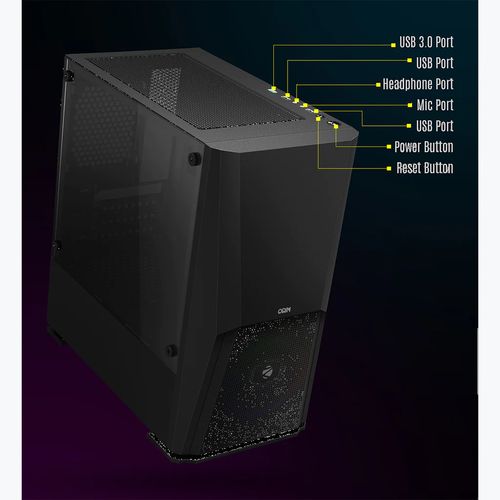 ZEBRONICS Zeb Odin ATX Mid Tower Gaming Cabinet (Black)