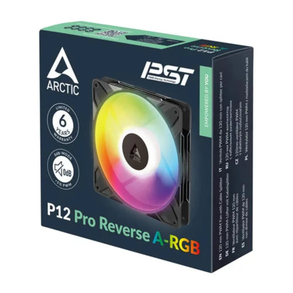 ARCTIC P12 Pro Reverse ARGB 120mm Cabinet Fan ( Black )( Single Pack )