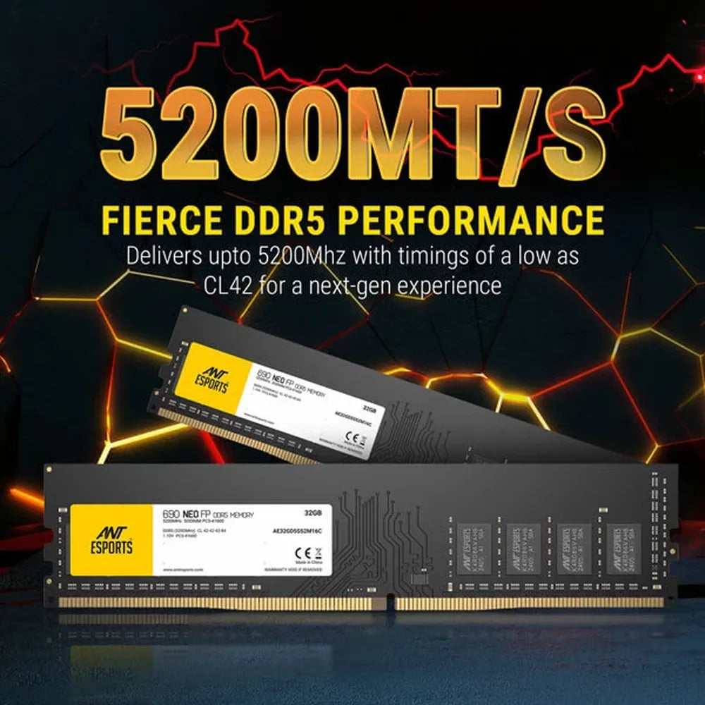 ANT ESPORTS 690 Neo FP 32GB (32GB x 1) 5200MHz DDR5 RAM (Black) ( CL42 )