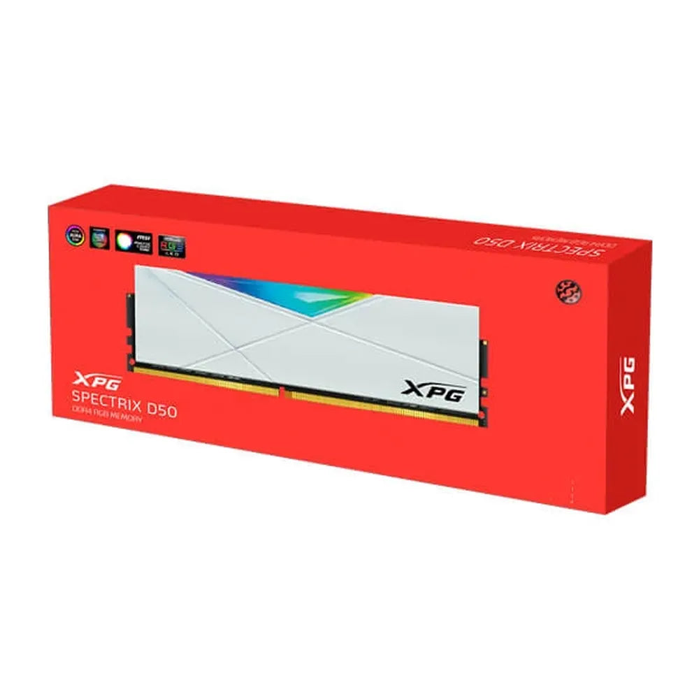 ADATA XPG Spectrix D50 RGB 16GB ( 16GB x 1 ) 3600MHz DDR4 RAM ( White ) ( CL18 )