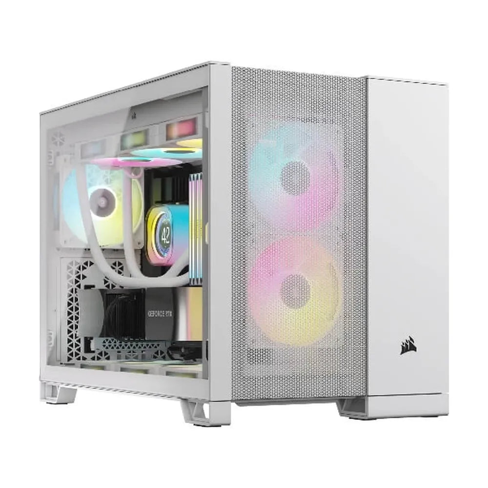 CORSAIR 2500D Airflow MATX Mini Tower Dual Chamber Cabinet (White)