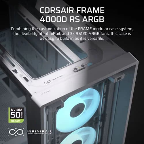 CORSAIR Frame 4000D RS ARGB EATX Mid Tower Cabinet ( White )