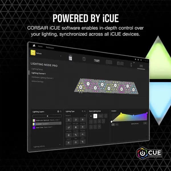 CORSAIR ICUE LC100 Mini Triangle Case Accent RGB Lighting Panels (9x Tile Expansion Kit)