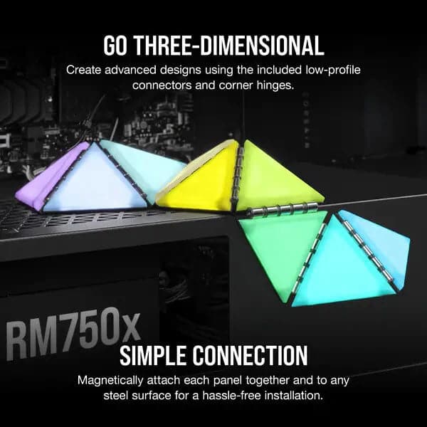 CORSAIR ICUE LC100 Mini Triangle Case Accent RGB Lighting Panels (9x Tile Expansion Kit)