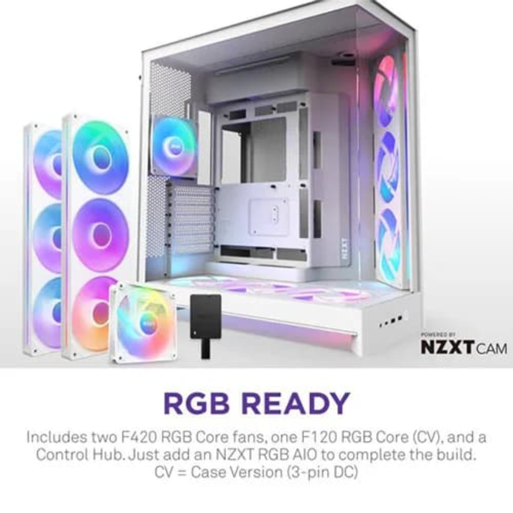 NZXT H9 Flow RGB Plus 2025 Edition EATX Mid Tower Cabinet (White)
