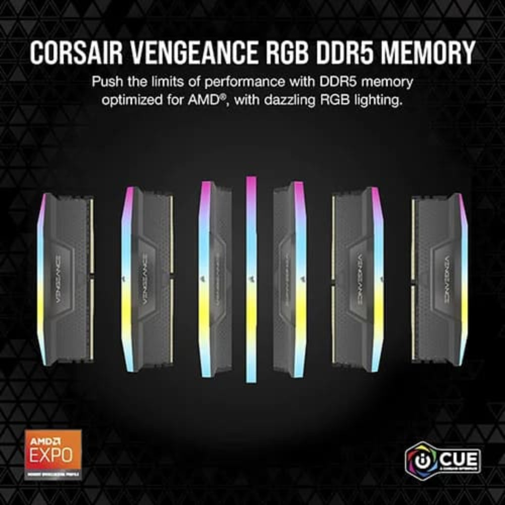 CORSAIR Vengeance RGB 32GB ( 32GBx1 ) 5200MHz DDR5 RAM (Black) ( CL40 )