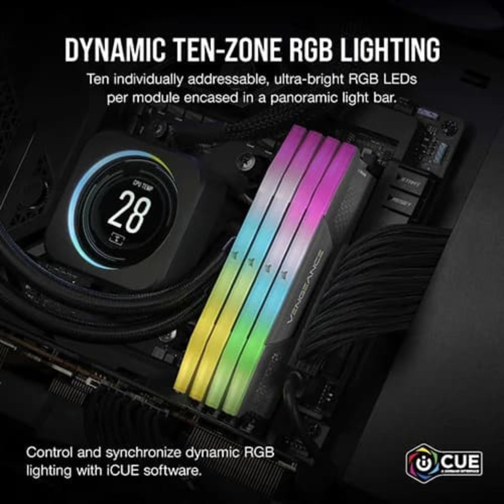 CORSAIR Vengeance RGB 32GB ( 32GBx1 ) 5200MHz DDR5 RAM (Black) ( CL40 )