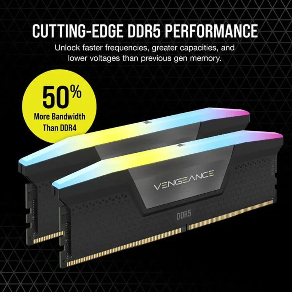 CORSAIR Vengeance RGB 32GB ( 16GB x 2 ) 6000MHz DDR5 RAM (Black) ( CL36 )