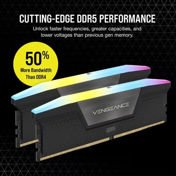 CORSAIR Vengeance RGB 64GB ( 32GBx2 ) 6000MHz DDR5 RAM CL40