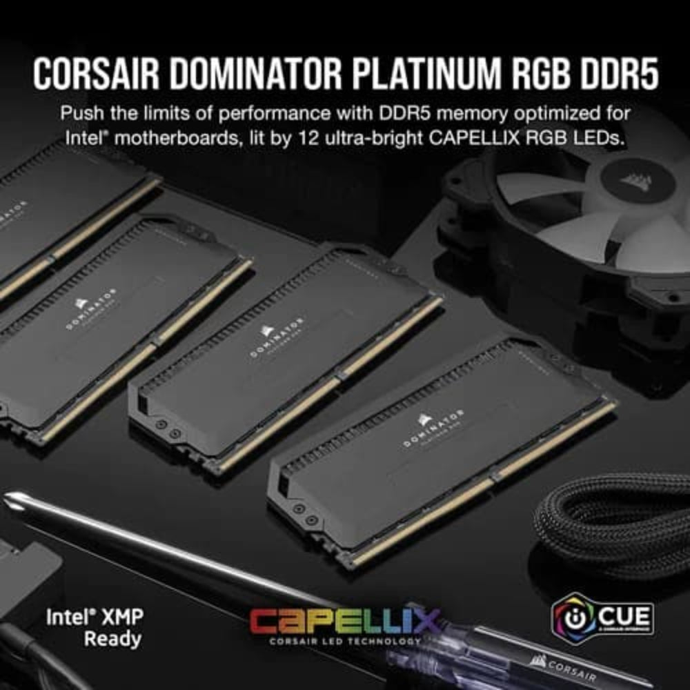 CORSAIR Dominator Platinum RGB 64GB ( 32GB x 2 ) 6600MHz DDR5 RAM (Black) ( CL32 )
