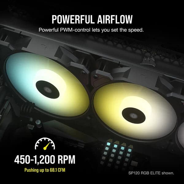 CORSAIR ICUE SP140 140mm RGB Elite With Lighting Node Core Cabinet Fan (Black) (Dual Pack)