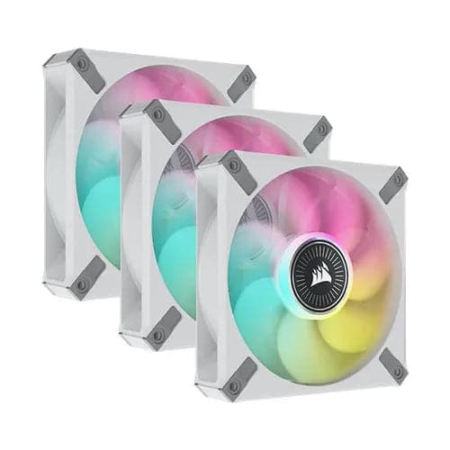 CORSAIR ICUE ML120 RGB Elite Premium 120mm PWM Magnetic Levitation Cabinet Fan - White (Triple Pack)