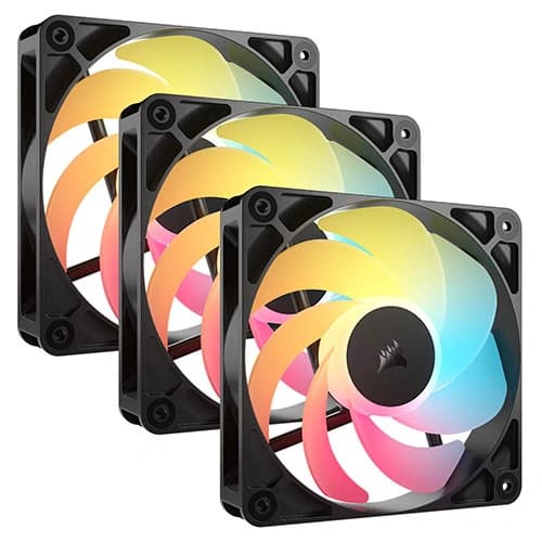 CORSAIR RS120-R 120mm ARGB PWM Reverse Cabinet Fan ( Black ) ( Triple Pack )