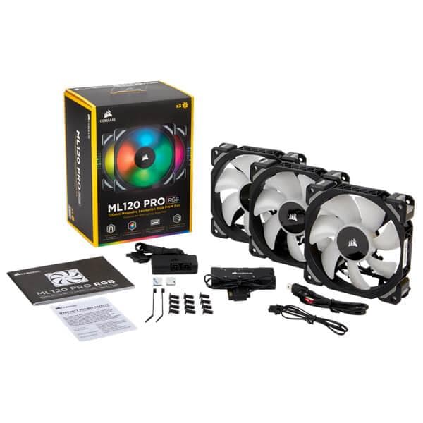 CORSAIR ML120 Pro 120mm RGB Cabinet Fan (Black) (Triple Pack)