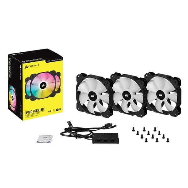 CORSAIR ICUE SP120 120mm RGB Elite Cabinet Fan (Black) (Triple Pack)