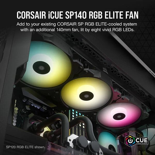 CORSAIR ICUE SP140 140mm RGB Elite White Cabinet Fan (Black) (Single Pack)
