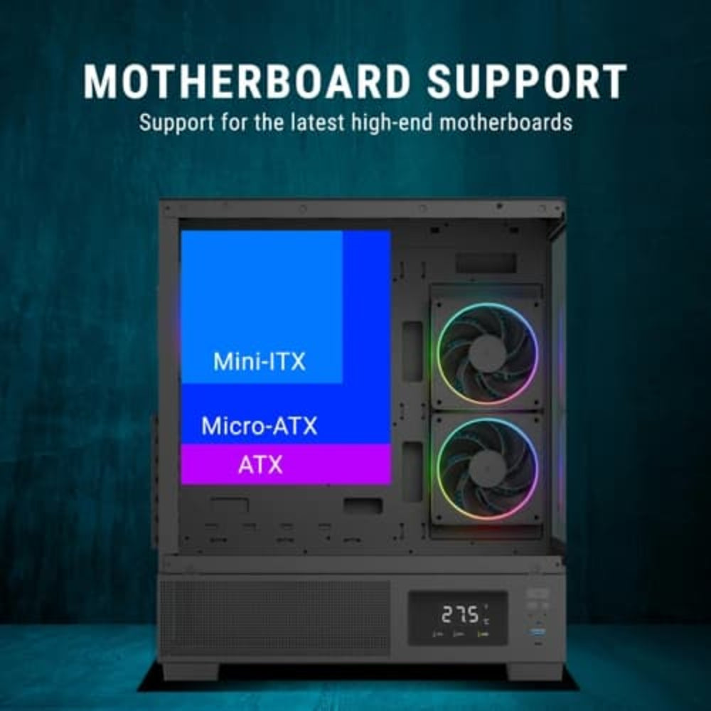 ANT ESPORTS Crystal X3 LCD ARGB ATX Mid Tower Cabinet ( Black )