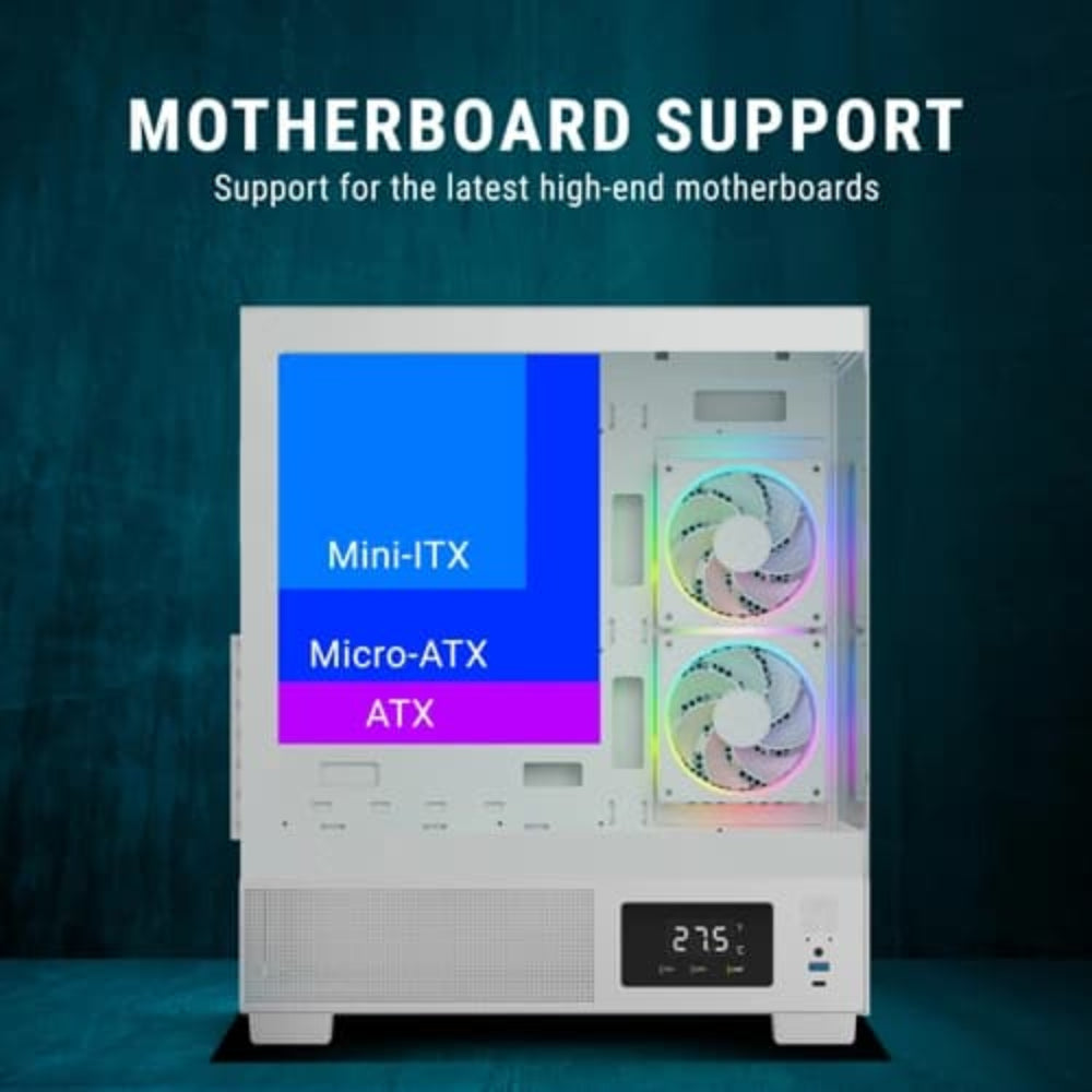 ANT ESPORTS Crystal X3 LCD ARGB ATX Mid Tower Cabinet ( White )