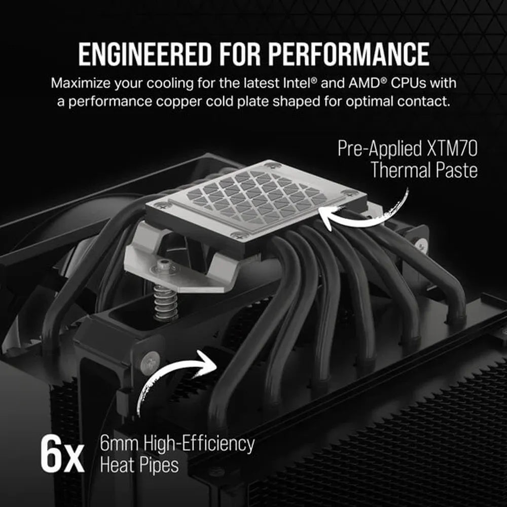 CORSAIR A115 Twin Tower 140mm Dual Tower CPU Air Cooler (Black)