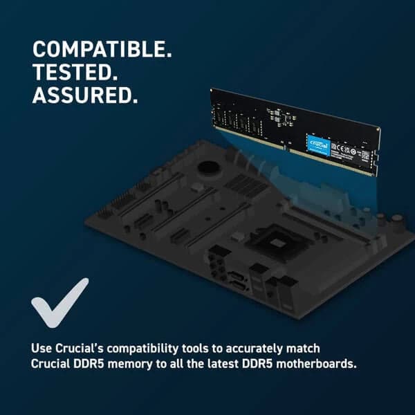 CRUCIAL 16GB ( 16GBx1 ) 4800MHz DDR5 RAM ( CL40 )