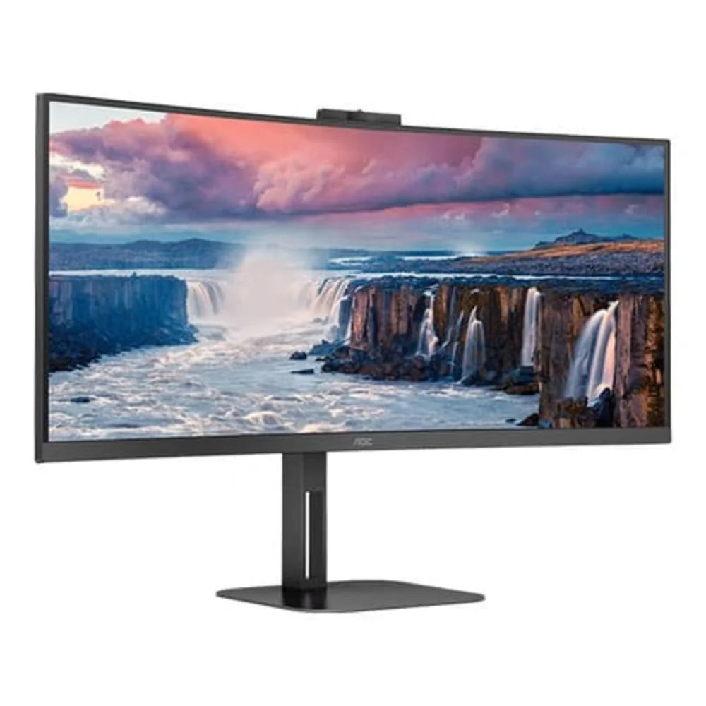AOC CU34V5CWBK 34 Inch WQHD 100Hz VA Panel 121% SRGB 1MS Adaptive Sync Webcam Monitor