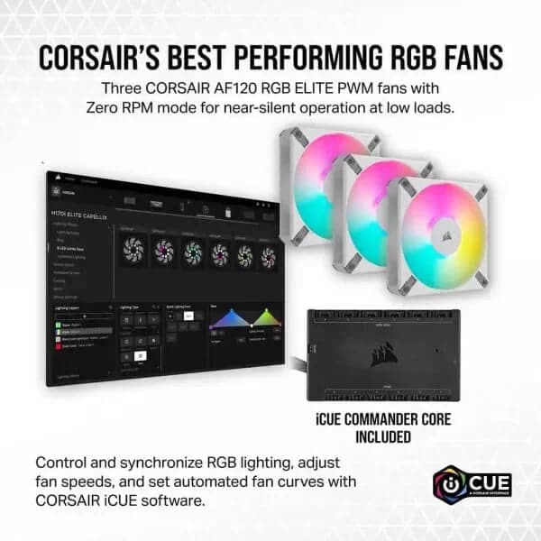 CORSAIR iCUE H150i Elite Capellix XT RGB 360mm CPU Liquid Cooler (White)