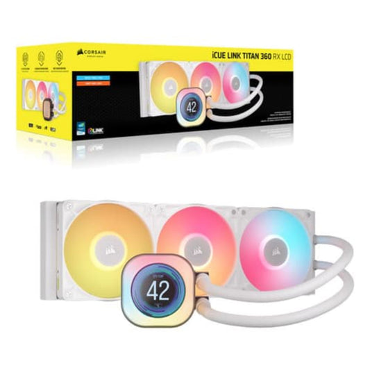 CORSAIR iCUE Link Titan 360 RX LCD RGB 360mm CPU Liquid Cooler ( White )