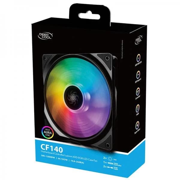 DEEPCOOL CF140 140mm ARGB Cabinet Fan (Black) (Twin Pack)