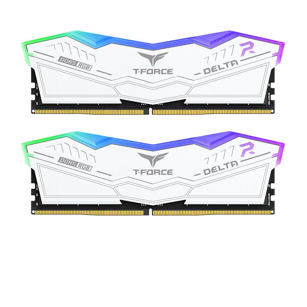TEAMGROUP T-Force Delta RGB 64GB ( 32GBx2 ) 6400MHz DDR5 RAM ( White ) ( CL40 )