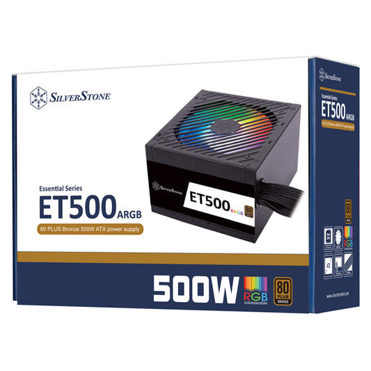 SILVERSTONE ET500-ARGB 500 80+ Bronze Fully Modular Power Supply (500 W)