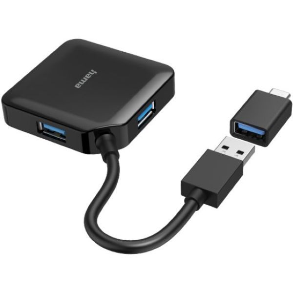 Hama 200116 4-in-1 USB Hub with USB Type-C Adapter
