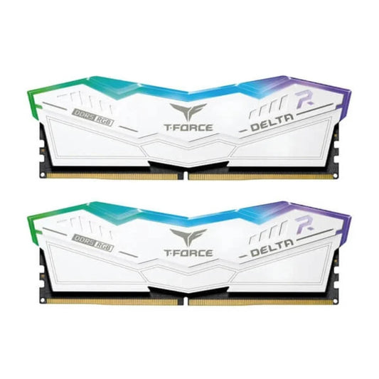 TEAMGROUP T-Force Delta RGB 64GB ( 32GBx2 ) 6000MHz DDR5 RAM ( White ) ( CL38 )