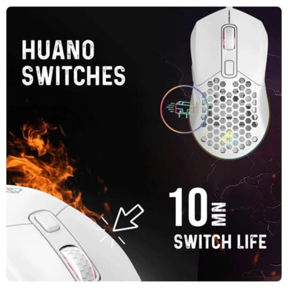 COSMIC BYTE Firestorm Wired Ergonomic RGB Gaming Mouse ( 12400DPI / 7 Macro Buttons ) ( White )