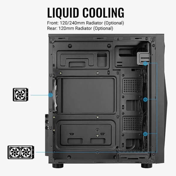 AEROCOOL Glider Cosmo ATX Mid Tower Cabinet (Black)