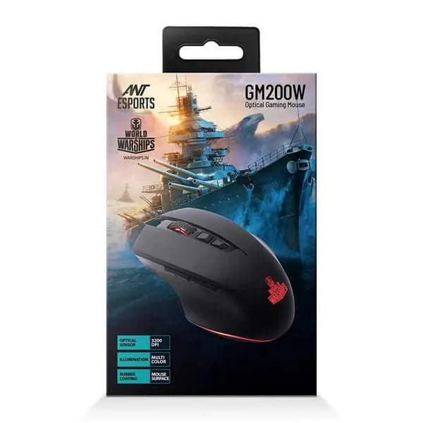ANT ESPORTS GM200W Optical Wired Ergonomic Gaming Mouse ( GM200W ) (3200DPI / 7 Macro buttons) ( Black )